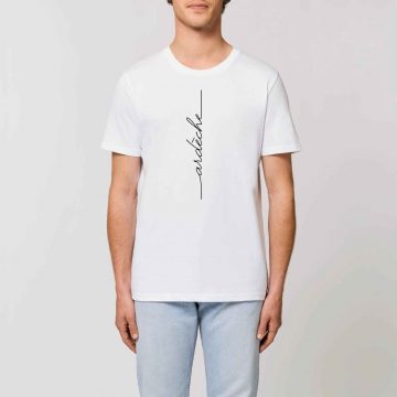 Ardèche T-shirt Homme Coton Bio Texte Vertical