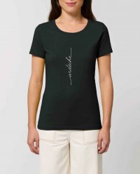 Ardèche T-shirt Femme Coton Bio Texte Vertical Blanc
